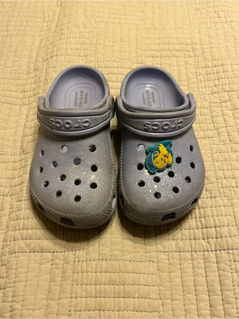 CROCS Kids Lavender Glitter Clogs with Flounder Jibbitz